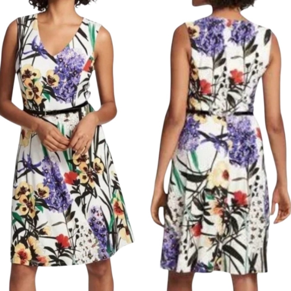 Tommy Hilfiger Floral Multicolor Sleeves V Neck Dress SIZE 6